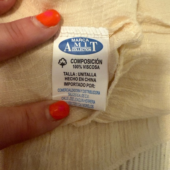 Funky Embroidered Cream Tunic with Colorful Trim M/L - Picture 5 of 6